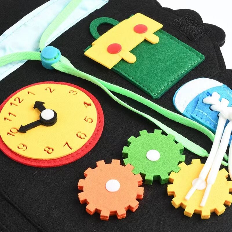 เด็ก Montessori การเรียนรู้ Busy Board ไดโนเสาร์ช้าง Tiger Kid Early Education ตรัสรู้การ์ตูน Felt กระดานปริศนาของขวัญของเล่น