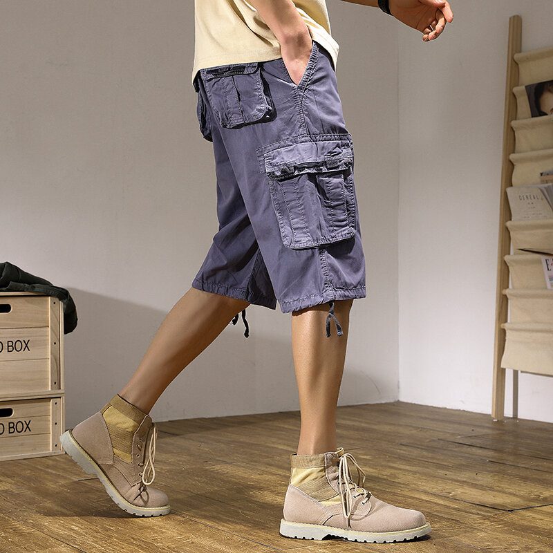 Шорты-карго мужские классические, летние армейские тактические Короткие штаны со множеством карманов, модные хлопковые уличные свободные шорты в стиле милитари