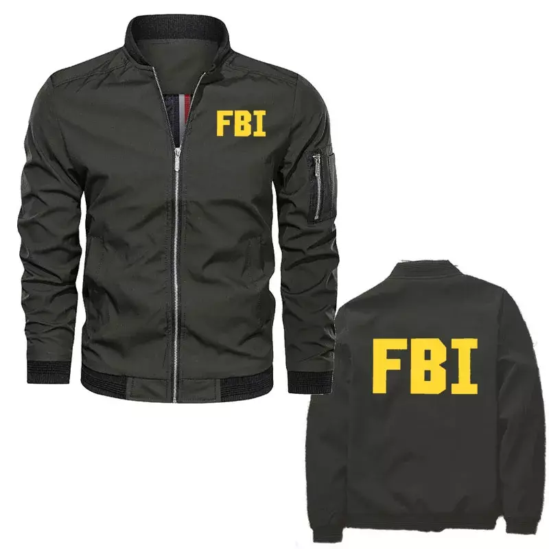 Giacca della polizia da uomo FBI primavera autunno cappotto da uomo giacca con Zip da uomo Hip Hop giacca bomber tattica militare oversize