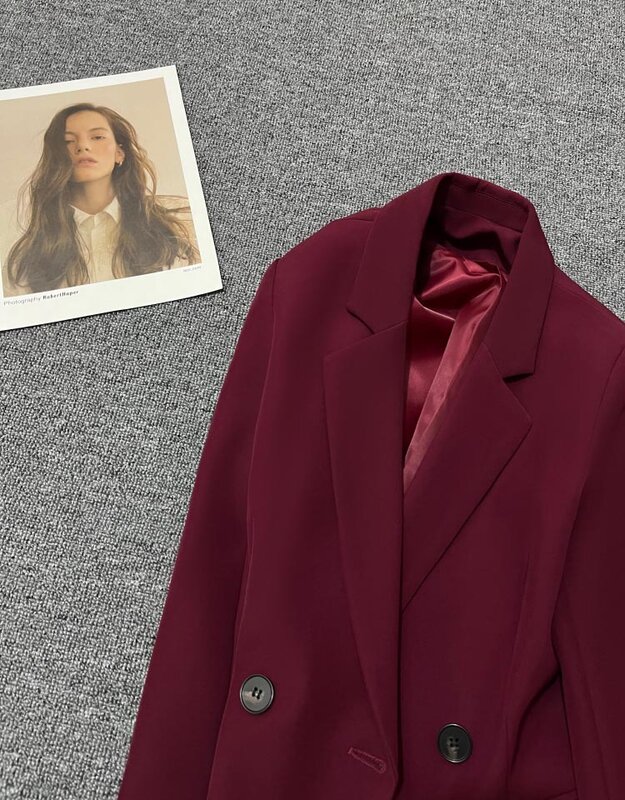 여성용 캐주얼 단색 더블 브레스트 포켓 장식 재킷, 용수철 가을