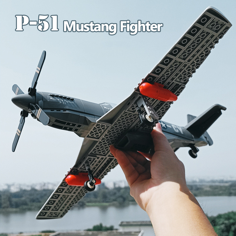 P-51 항공기 모델 WW2 군사 빌딩 블록 머스탱 액세서리 장난감 소년 선물용 장난감