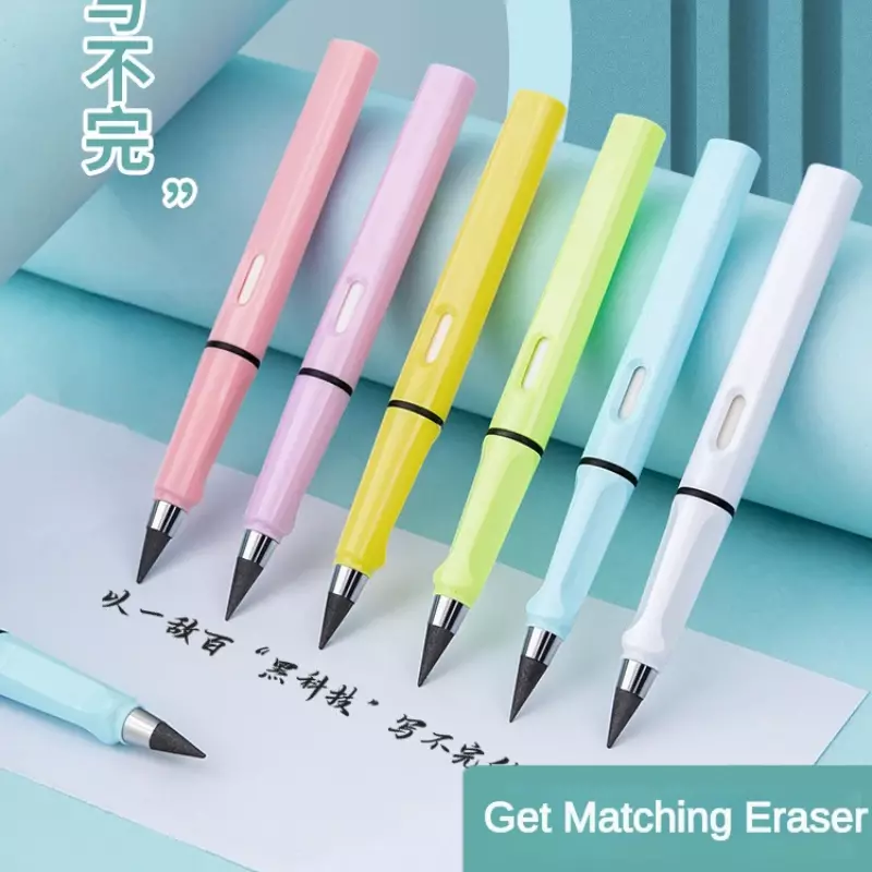 Ołówek nieskończoność zestaw do szkicowania kolor Kawaii wieczne ołówki bez ostrzenia dla dziewczynki materiały szkolne artykuły papiernicze prezenty długopisy
