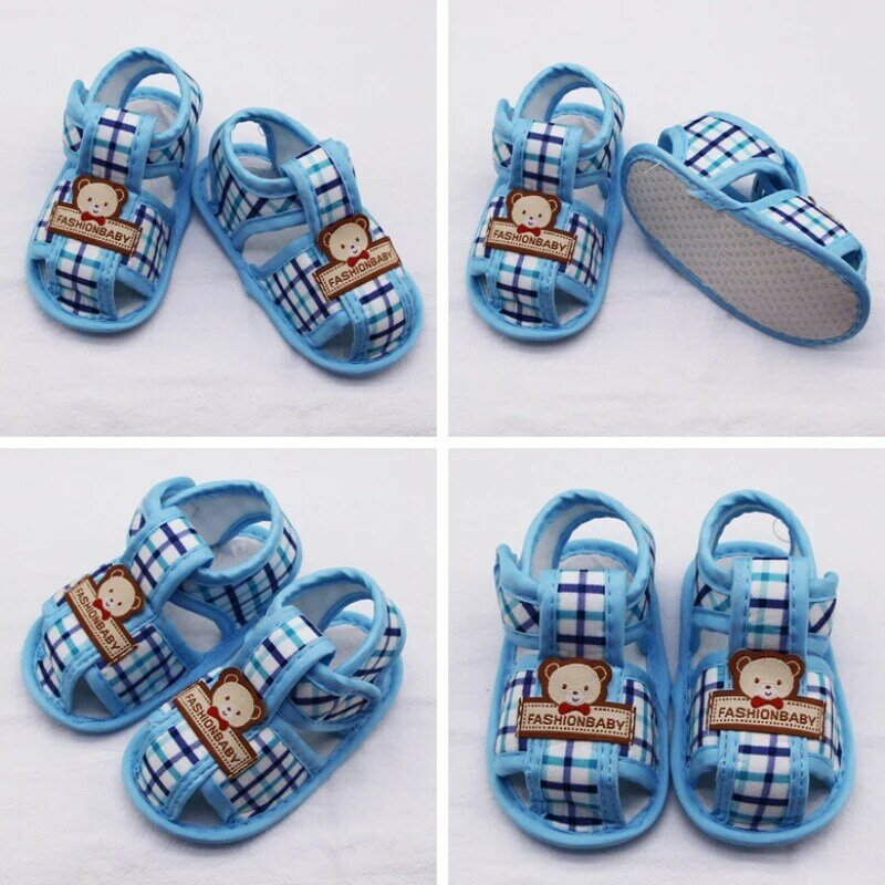 Summer Bear Pattern Hollow Sandals For Baby Boys Girls Cotton Infant Newborn Toddler Shoes Kids Soft Sole Shoes First Walker