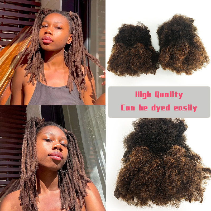 Afro Kinky Curly Lock Extensions de cheveux, Tressage de cheveux humains, Cheveux brésiliens en vrac pour tressage, Tresses au crochet noires naturelles, 4B 4C