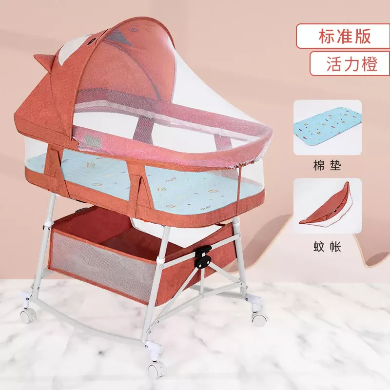 Crib Folding Multi-function Baby Basket Bb Bed Portable Roller Neonatal Splicing Queen Bed