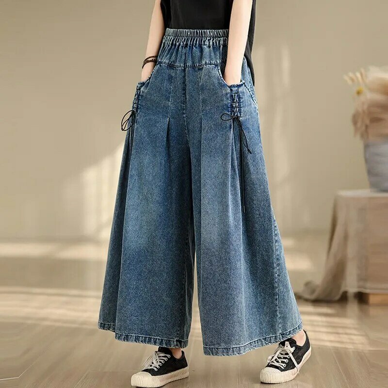 Calça jeans de perna larga, cintura alta feminina, streetwear estilo coreano, jeans casual feminino solto, nova chegada, B3702, moda primavera, 2021