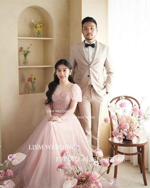 赤ちゃんのためのピンクのイブニングドレス,半袖,花嫁のためのナイトガウン,ドラペル,フェアリー写真撮影,韓国,結婚式,古着