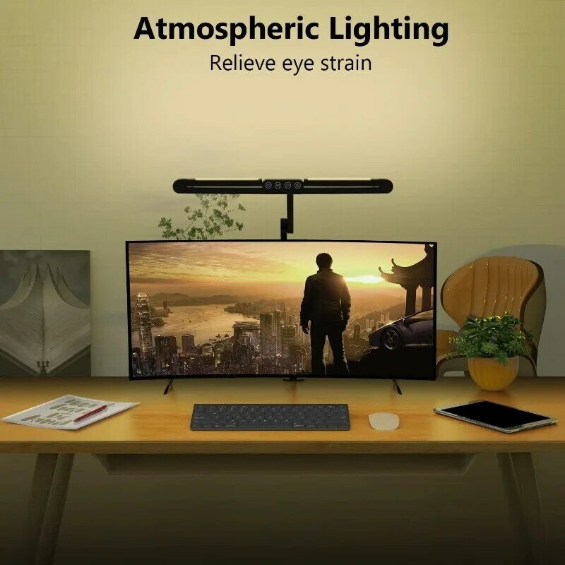家やオフィス向けのクランプアーダータイプのLEDデスクランプ,雰囲気照明,超高輝度,自動調光,24W