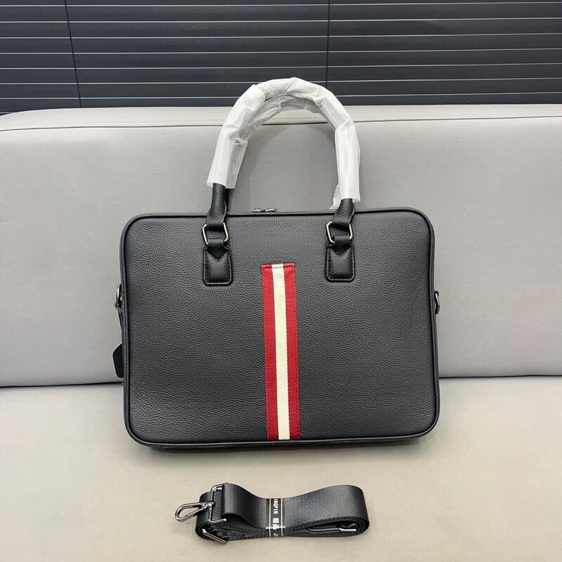 Luxury Bal Brand Briefcase Bag Fashion Design Business Causal Men Leather Shoulder Handbag Men's Cowhide Large Capacity Handbag