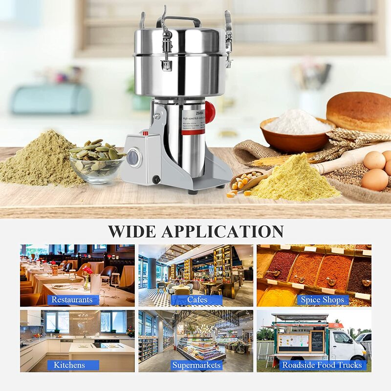 2500g Electric Grain Mill Grinder Stainless Steel Pulverizer Powder Machine for Dry Herbs Grains Spices Cereals Coffee Corn