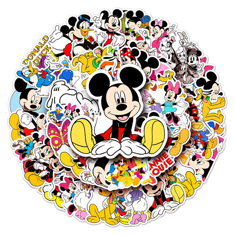 10/30/50 sztuk Disney Cartoon Mickey Mouse naklejki dla dzieci naklejki zabawki DIY Laptop księga gości telefon bagaż śliczne Anime Graffiti naklejki