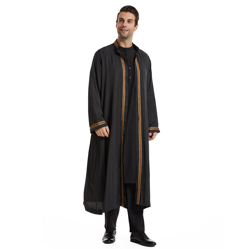 Long manteau arabe pour hommes, vêtements musulmans pour Ramadan, Eid islamique, Jubba Thobe, Kimono, Kaftan, Abayas du Moyen-Orient, Abaya Maxi fur s, Dubaï, Nouveau