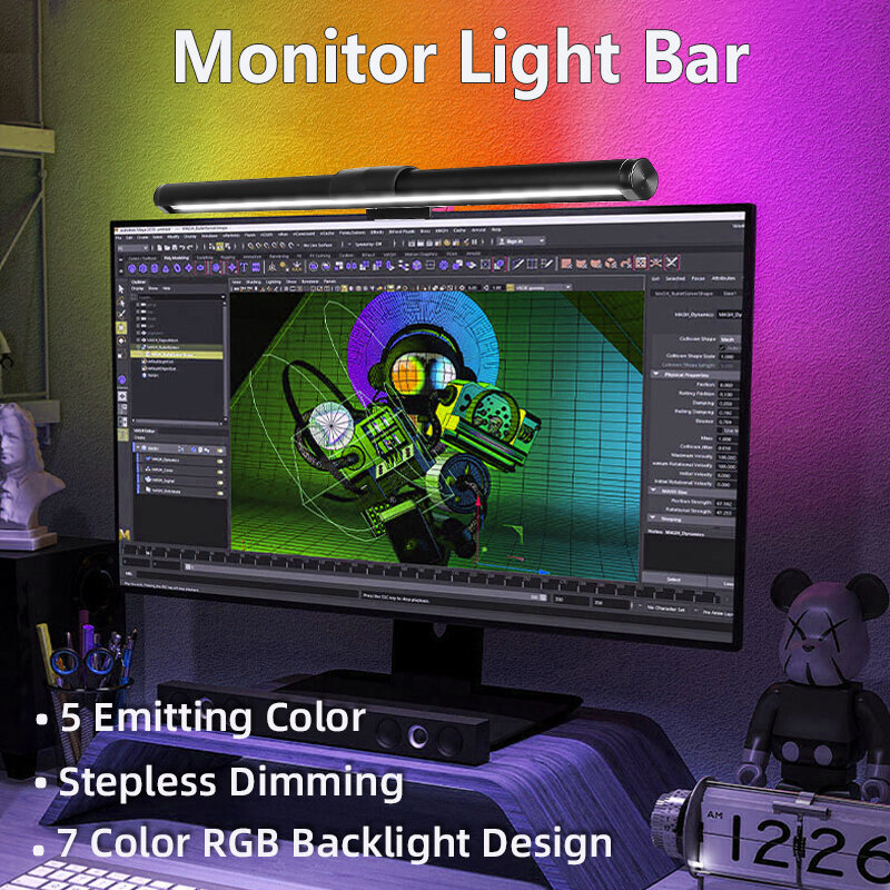 Monitor LED Listwa świetlna Lampa stołowa Światło ekranowe Bezstopniowe przyciemnianie Lampka do czytania Lampa biurkowa Podświetlenie RGB Światło komputerowe Światło biurowe Do nauki Lampka do czytania