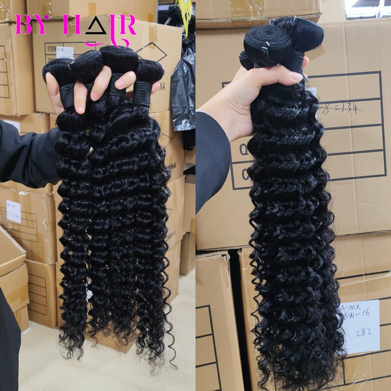 Bundel gelombang dalam 100% rambut manusia 28 30 32 inci ekstensi rambut jalinan Remy Brasil untuk wanita jalinan rambut mentah paket bundel 3/4