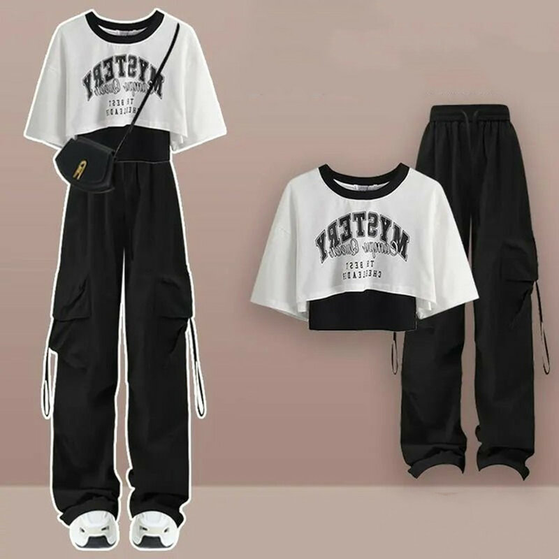 Набор из двух предметов: корейский стиль, повседневные брюки, весна-лето 2024