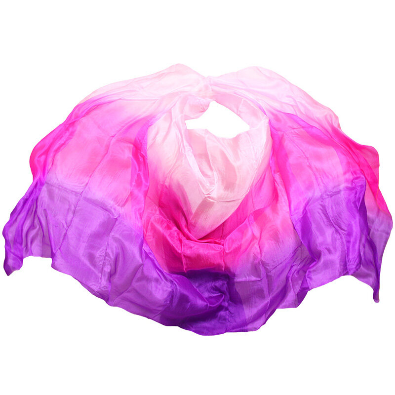Bellydance ที่กำหนดเอง100% ผ้าไหม Veil ยอดนิยมมือย้อมผ้าไหมธรรมชาติ Belly อุปกรณ์ประกอบการเต้น gradient สี Silk Veil 250ซม.