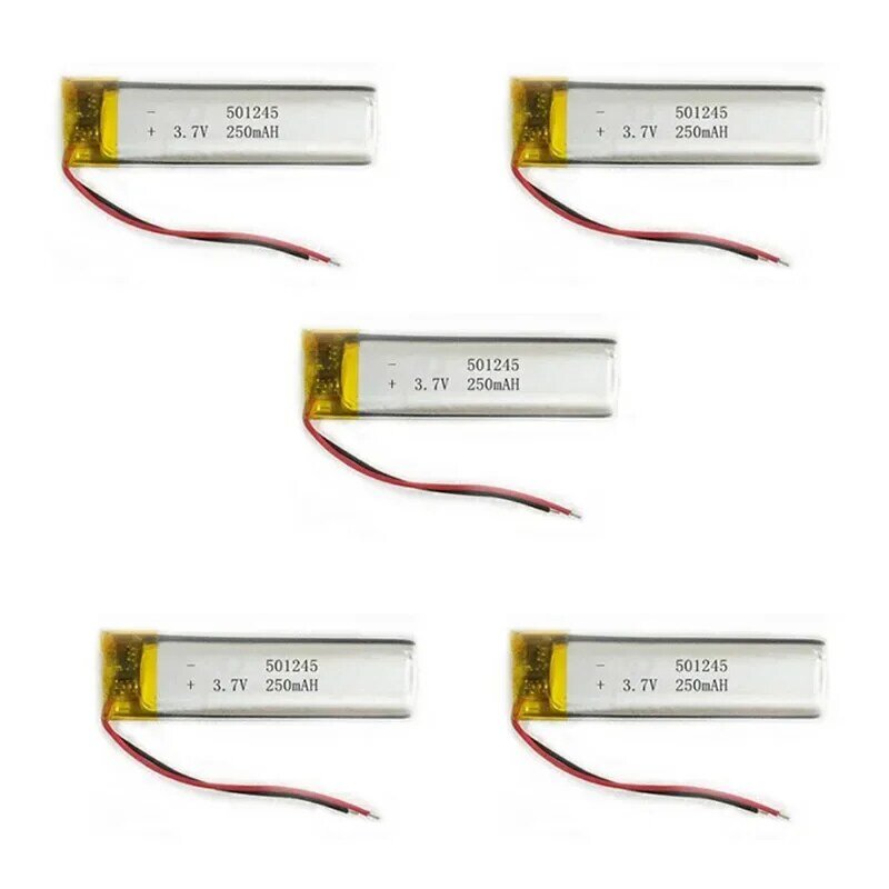 Células de bateria recarregáveis do Li-íon do lítio do polímero do Lipo, 3.7V, 250mAh, 501245, 051245, GPS, MP3, MP4, auriculares de Bluetooth, 1PC