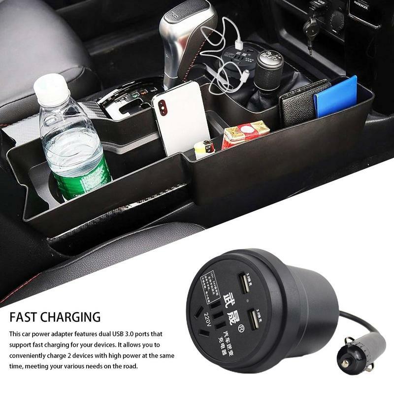 Car Power Inverter Multifunctional Car Charger With Plug Outlet 12V/24V To 220V Adapter With 2 USB Ports Car Power Converter For