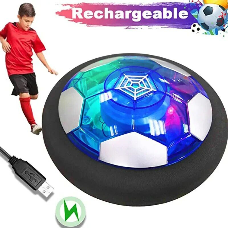 Air Cushion Suspension Soccer Toy com luz LED, Gliding interior elétrico, espuma flutuante, brinquedo de futebol para crianças, crianças, 18 cm, 11cm