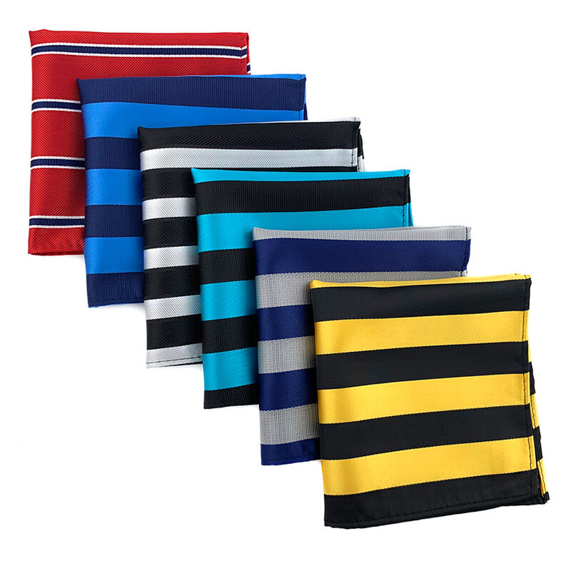 25*25CM New Tide Fashion Striped Polyester Handkerchief Pocket Square for Man Business Wedding Suit Accessories Wholesale