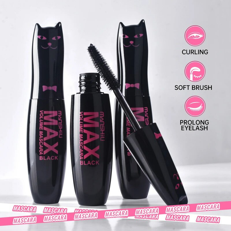 Max Volume Black Mascara, impermeável, ondulação e grossa, maquiagem para cílios, 4D Fiber Lash, beleza, original, moda, 1pc