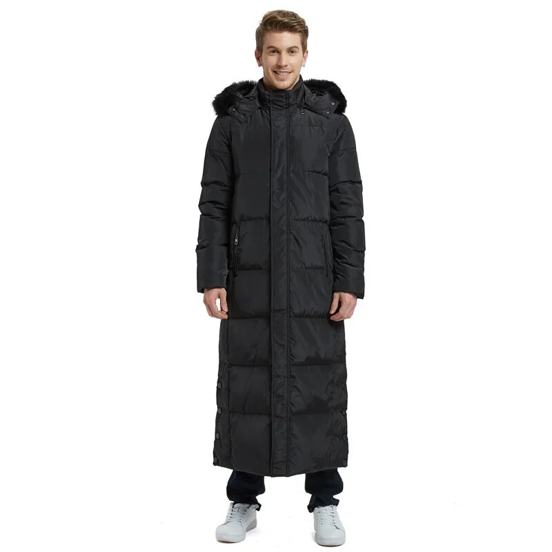 Casaco de puffer super longo masculino, jaqueta grossa, jaqueta de inverno, 90% pato branco, tornozelo quente, novo, 2022