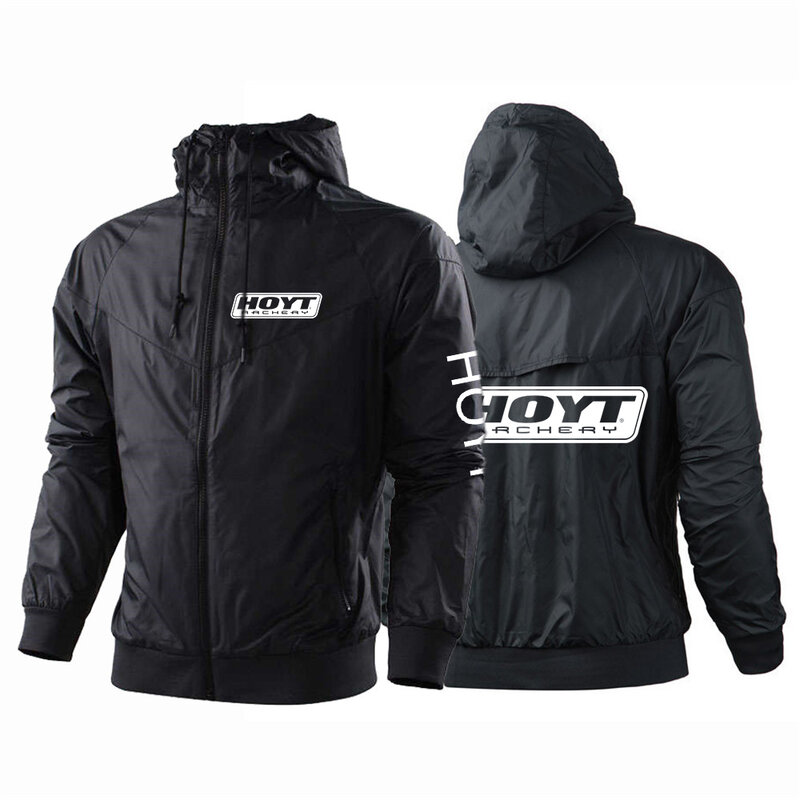 2023 nuovi uomini Hoyt tiro con l'arco stampa moda Splicing giacca a vento giacche con cerniera confortevole per il tempo libero Slim felpe con cappuccio cappotto