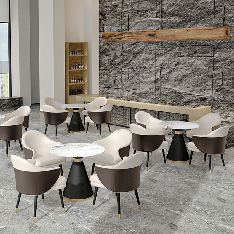 Mesa de centro de mármol blanco para sala de estar, mesas de centro de té de Metal redondas, minimalistas, Muebles dorados, Muebles nórdicos