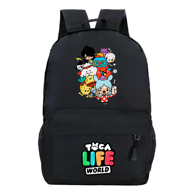 Toca Game Life World Anime Cartable pour enfants, sac à dos pour garçons et filles, sac à dos décontracté pour enfants, dessin animé mignon