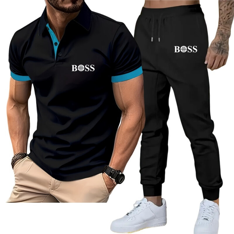 Casualowe męskie garnitury POLO Koszulki polo z krótkim rękawem i guzikami Męskie dwuczęściowe zestawy Streetwear 2024 Letnie stroje modowe