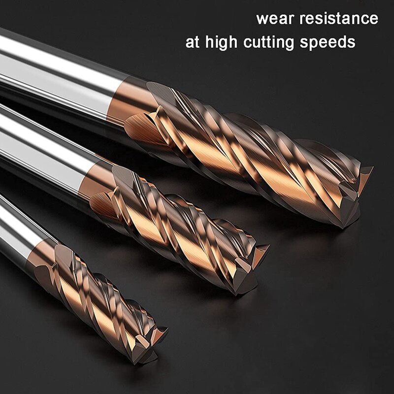5Pcs Carbide Square End Mill - Micro-Grain Carbide End Mill For Alloy Steels/Hardened Steels - 4 Fultes