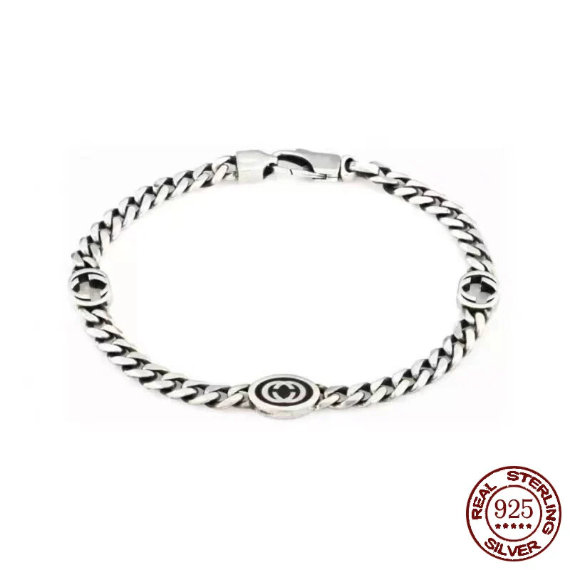 Классический браслет из серебра 925 пробы в стиле ретро, подарок для мужчин и женщин