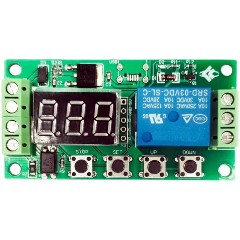 Módulo de relé de retardo de tiempo, interruptor de temporizador de circuito, disparador, ciclo ajustable, CC de 5-30V, 1 piezas
