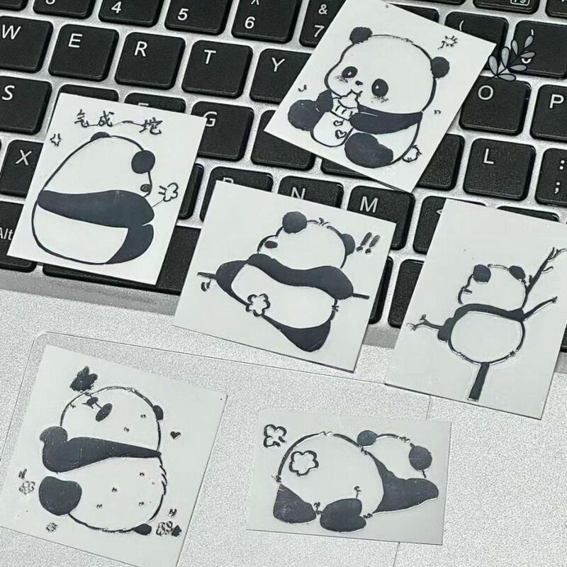 Modne naklejki dekoracyjne do komputera Panda moda trwała kreskówka planer metalowa naklejka do scrapbookingu