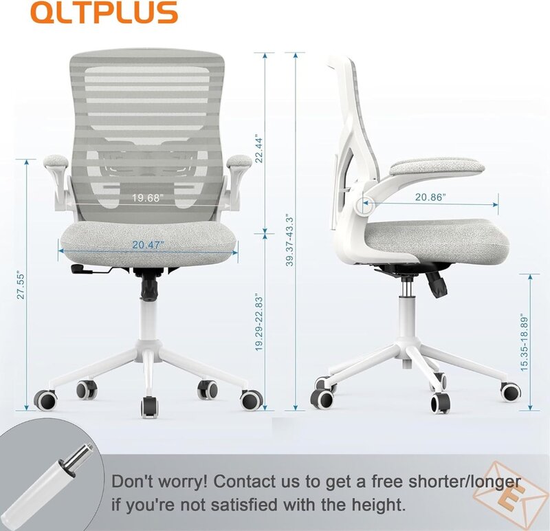 Ergonômica Cadeira de Mesa com Apoio Lombar Ajustável, Malha Traseira Alta, Computador, Premium Cold Cured Cushion, 4.2"