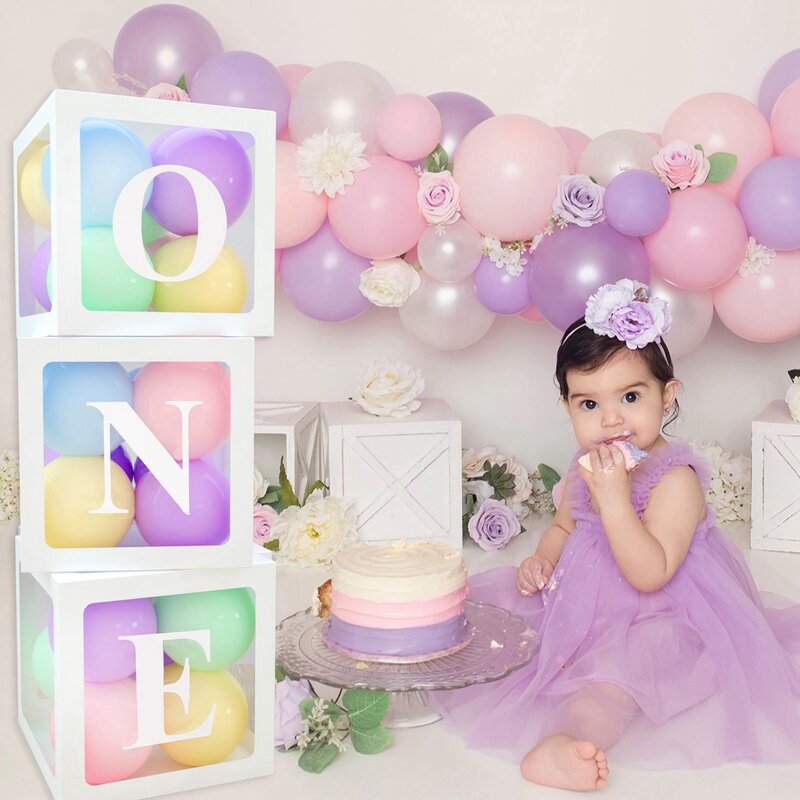 Transparent Alphabet Letters Balloon Box para Crianças, Baby Shower, Boy and Girl, 1st Birthday Party, Gender Reveal Decor, Wedding