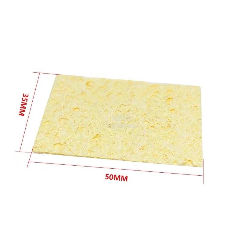 Limpador de esponja de limpeza amarelo, ferro de solda durável e de alta temperatura, 35x50mm, 5 peças