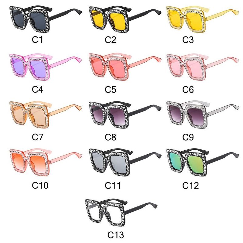 Błyszczące kryształowe okulary przeciwsłoneczne dla dzieci Retro Rhinestone diamentowe okulary dziecięce kwadratowe okulary przeciwsłoneczne na plażę/podróż/imprezę