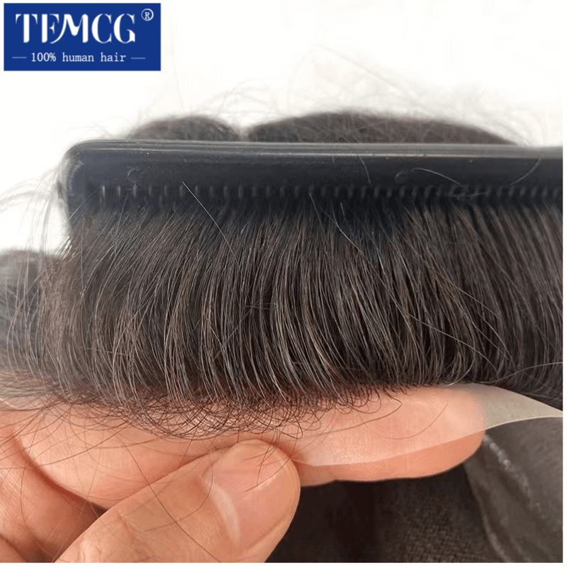 Swiss Lace PU peruca para homens, Australia Toupee, prótese de cabelo, respirável homem peruca, sistema de substituição prótese capilar