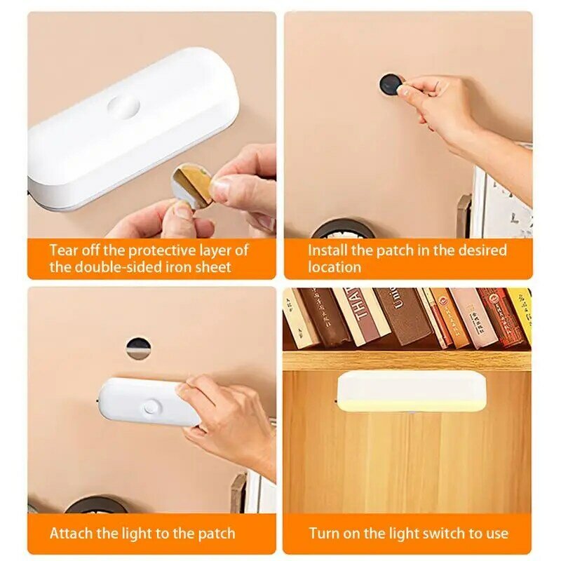 Motion Activated Night Light Rechargeable Wall Night Light Fast Charging Adjustable Brightness Wall Adhesive Warm LED Nightlight