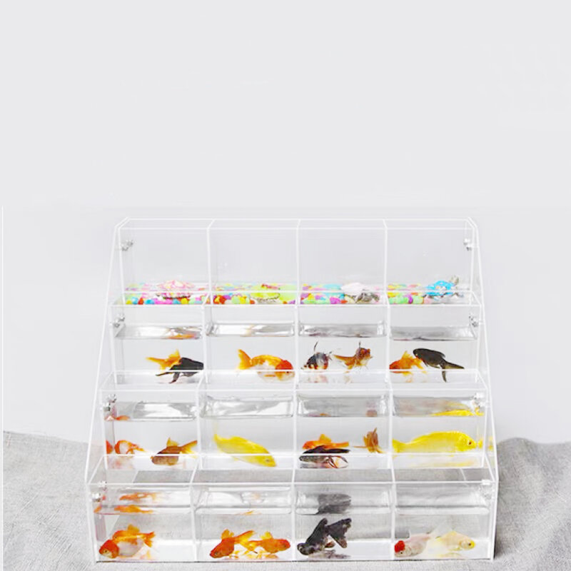 Tanque de peces Betta transparente, acrílico transparente, diseño desmontable DIY 2,3, Acuario de 4 capas con traje de rejilla, peces pequeños y espectaculares
