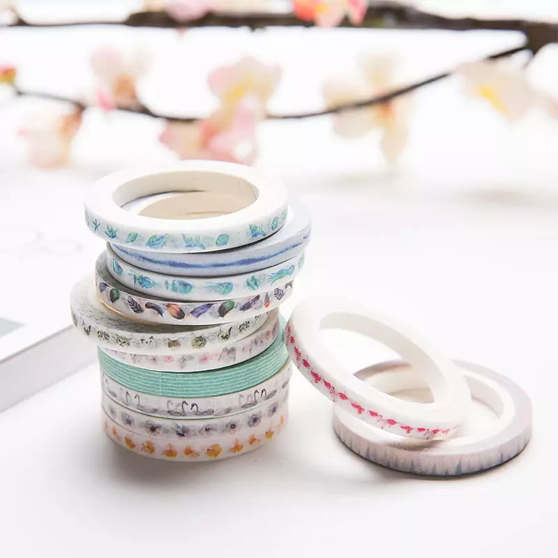 Creative Color Flowers Feather Paper Tape Decorative Scotch Tape Adhesive Masking Washi sticker  Stationery For Scrapbooking