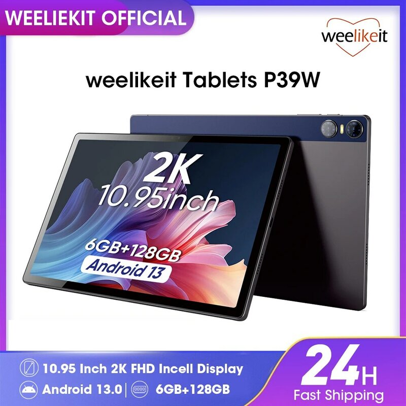 Weelikeit Tablet Android 13 anak-anak, Tablet MTK 8183 8-core 11 "2K FHD Incell Display 6GB RAM 128GB ROM tipe-c 7000mAh WiFi GPS 2024