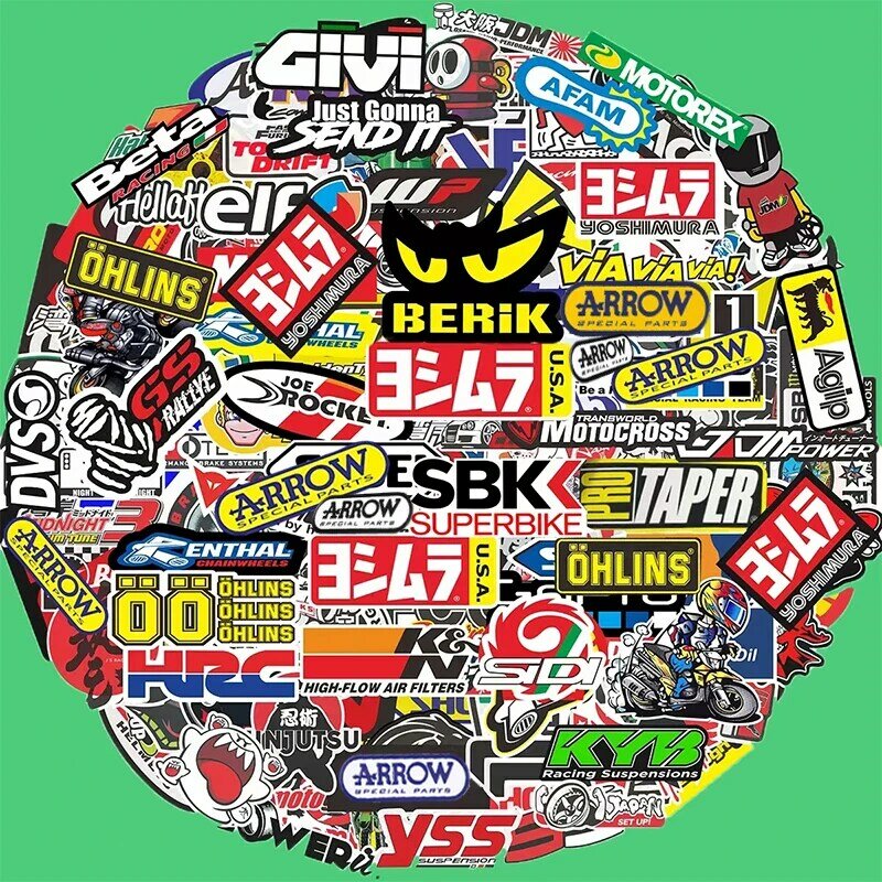 40/80pcs Car Bike Helmet Tank Racing Sponsor Logo Set Motorcycle Stickers Moto For Honda Yamaha Kawasaki Suzuki Motocross Decals