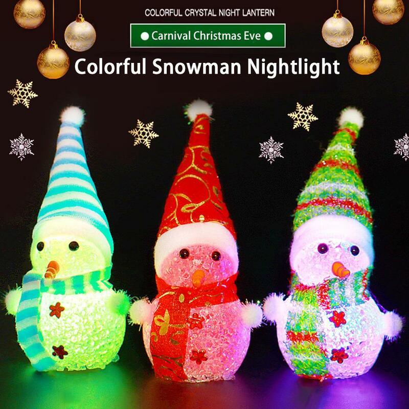 Random Led Luminous Snowman Ornaments Christmas Pendant Christmas Crystal Nightlight Goods Merry Gift Christmas Lamp Noel X8D5
