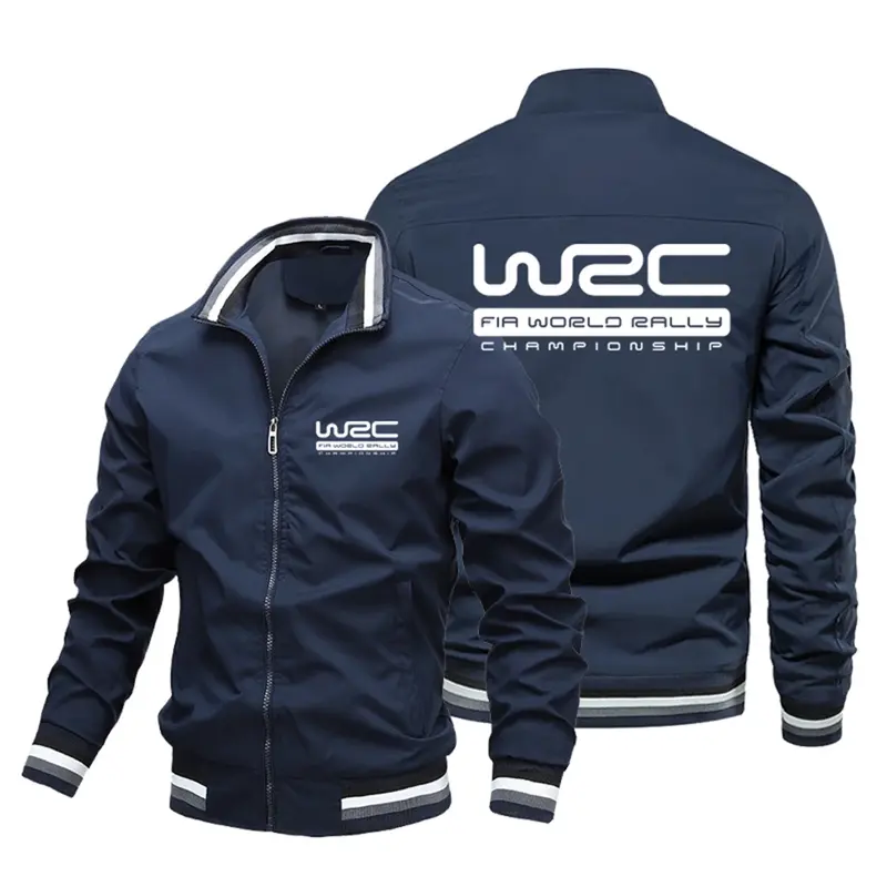 Jaqueta estampada WRC masculina, terno de beisebol elegante, carro de rali ao ar livre, corrida leve, campeonato mundial de rali, primavera
