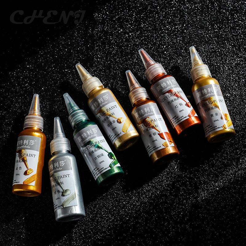 60ml Gold Paint Metallic acrylic paint waterproof not faded DIY painted Pigments