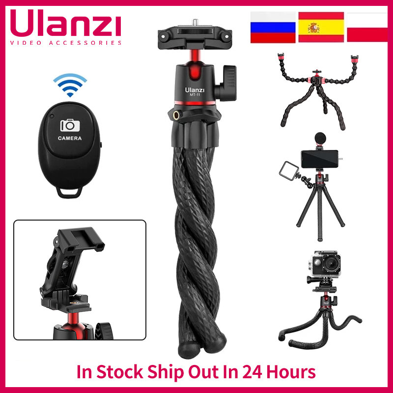 Ulanzi-trípode Flexible de pulpo MT-11 para teléfono, accesorio para cámara SLR DSLR Gopro, tornillo de extensión de 1/4 pulgadas con cabeza de bola, Clip para teléfono