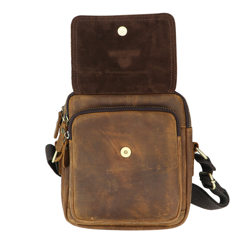 Royal Bagger Bolsa tiracolo de couro vintage, mochila casual de mensageiro, alça de ombro ajustável para viagens diárias, 1737