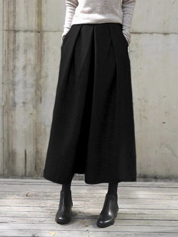 Pantalones de pierna ancha de lana para mujer, pantalón holgado de cintura alta, estilo Y2k, a la moda, para otoño e invierno, 2023